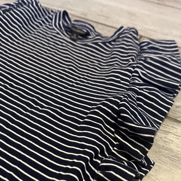 Banana Republic Striped  Ruffle Sleeve Top - Navy and White Women’s Small - Picture 4 of 5